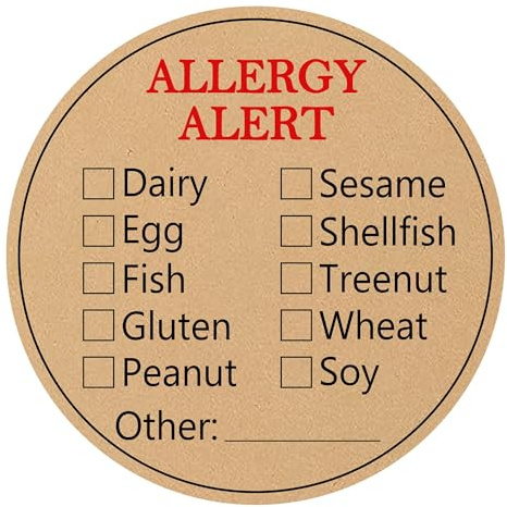 500 etiquetas adhesivas de advertencia de alérgenos de 5 cm, etiquetas redondas de advertencia de alergias, etiquetas adhesivas de rotación de alimentos, calcomanías adhesivas para tiendas de