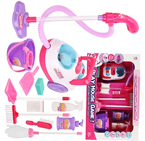 SOPOTUTU Boy Girl Cleaning Boys and Girls Vacuum Cleaner Toy Dust Brush Cleaning Tool Kit No Battery Required Safe for and