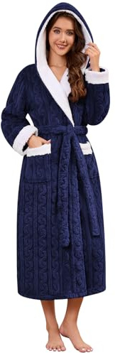 Niwicee Dammorgonrockar fluffiga damrockar med huva fleece badrock vinter lång rock varm nattkläder handduk bad nattkläder för spa hotell hem