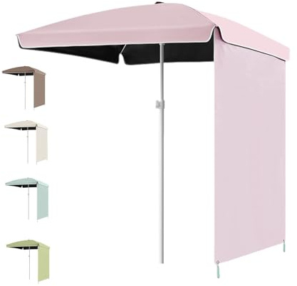 NOIRDA Ombrellone da Esterno con Tenda Parasole, Ombrellone da Campeggio Rettangolare 160x160 Cm 200x200 Cm, per Giardino, Patio, Spiaggia, Tavolo da Mercato, Prato, Piscina(Pink,160cm/5.2ft)