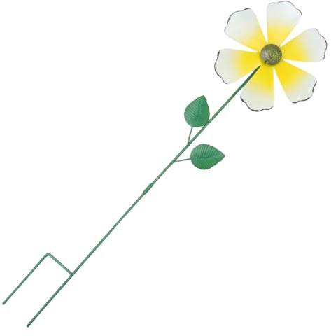 HIAKDOFT Decoración Jardín Viento Flor Metálico con Pinchos para Césped Exterior Escultura Floral Giratoria de Hierro Artístico para Paisajismo al Aire