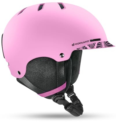 Odoland Adult Ski Helmet for Men & Women - Snowboard Helmet with Adjustable Dial Fit System, ASTM Safety Certified, Goggles Compatible for Skiing, Snowboarding, Pink, S