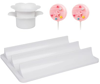 RAWILL Cake Pop Mold with Tray,ABS Circle Cake Pop Cutter and Pusher-Non-3D Printed,High-Capacity Dual-Cavity Tray for Parties, Wedding,Home Desserts Making