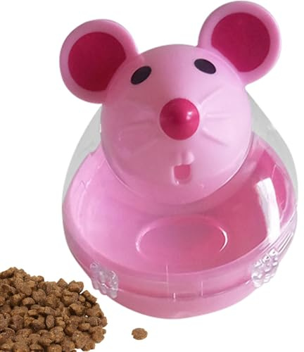 Dispenser di palline per gatti, a forma di topo, giocattolo interattivo per gatti, dispenser di cibo per gatti, a forma di topo, previene l'obesità, regola la dieta e l'esercizio fisico