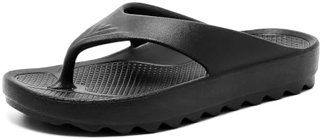 VIVASUN Sandalias de Dedo Mujer Verano Chanclas Ortopédicas Mujer con Soporte de Arco Flip Flops Women para Piscina y Ducha,Negro