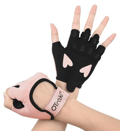 OTraki Gants de Fitness Femme, Gant Musculation avec Soutien de Poignet Gants de Musculation Respirants Patte Avant en Silicone Anti-Glisse Protégeante Gant Sport pour Gym Cyclisme Tractions