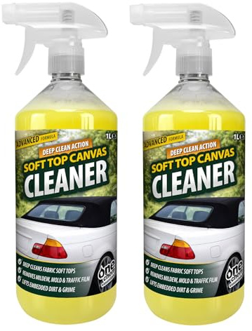 One Chem Soft Top Canvas Cleaner, 2 x 1 Litre, Removes Mould, Bird Droppings and Road Salt, for Fabric Convertible Roofs