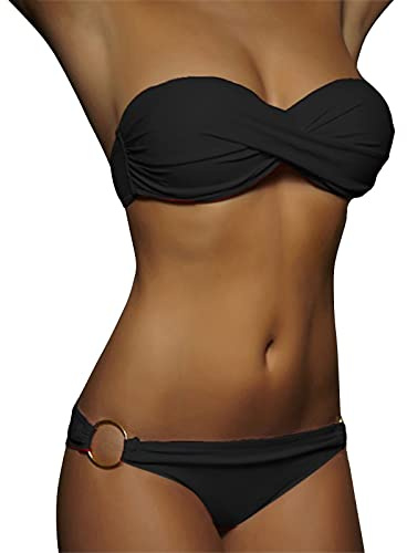 Maillots de Bain 2 Pièces Femme Été Push Up Bandeau Ensembles Bikini Set Plage Swimsuit Swimwear Beachwear