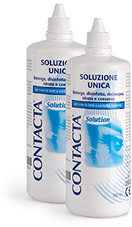 Contacta, Solution, Soluzione Unica per Lenti a Contatto, Favorisce Idratazione delle Lenti a Contatto, Deterge, Rinfresca e Idrata, 2x360 ml