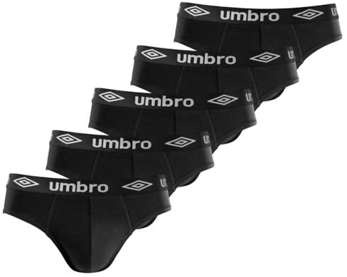Umbro Slip Homme 100% Coton, Sous-vêtements Homme, Naturel, Ajustement Parfait et Anti-irritation (Lot de 5), Taille 3XL - Noir