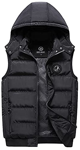 DAIHAN Hombres Otoño e Invierno Chaleco Acolchado Chaleco Sin Mangas Abrigos con Capucha Pluma Acolchado Chalecos Exteriores Gilet Cálido Chaqueta Abrigo de Plumas Parka