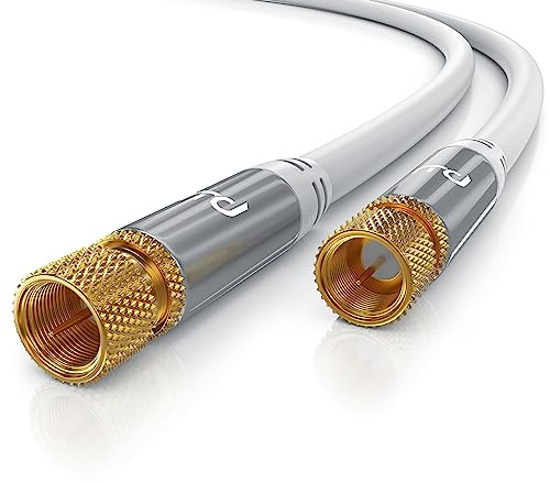 CSL - 12,5m SAT Kabel 8k 4k HDTV 135dB - Premium SAT Koaxialkabel Satellitenkabel F Stecker - TV HDTV Radio DVB-T DVB-C DVB-S DVB-S2 - Abschirmmaß 135db 75 Ohm - hochdichte 4-Fach Schirmung - weiß