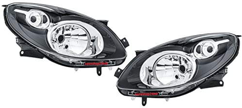 EASYSHOP24H Set 2 Faro Fanale Proiettori Anteriori Destro e Sinistro Compatibili per Twingo 2007-2011 H4 Parabola Nera Predisposto per Regolazione Elettrica