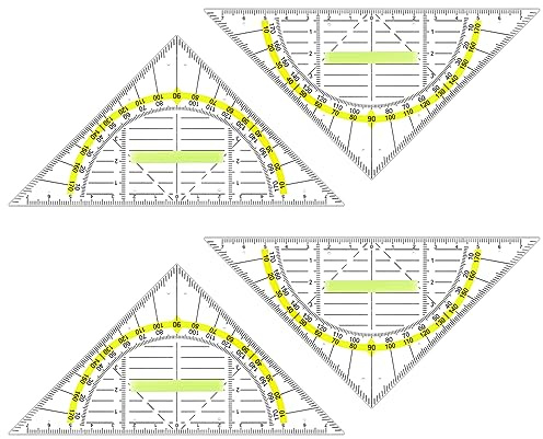 JIANTA 4 st plastgradskiva, 180 graders gradskiva, 16 cm geometri triangel transparent med avtagbart handtag för studenter matematikklassrum skola kontor lärare