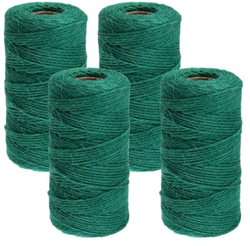 PINGEUI 4 rotoli di spago da giardino verde, 2 mm × 100 m, spago da giardino, confezione colorata, per fai da te, artigianato, decorazione, rilegatura
