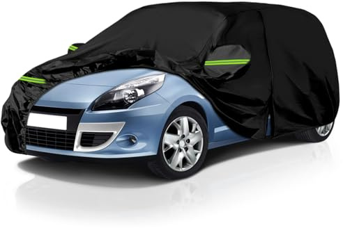 Opaltool Bâche Voiture Exterieur Compatible avec 2003-2022 Renault Scénic, Housse de Protection Voiture Extérieure avec Fermeture à Glissière, Serrure et Bandes Coupe-Vent