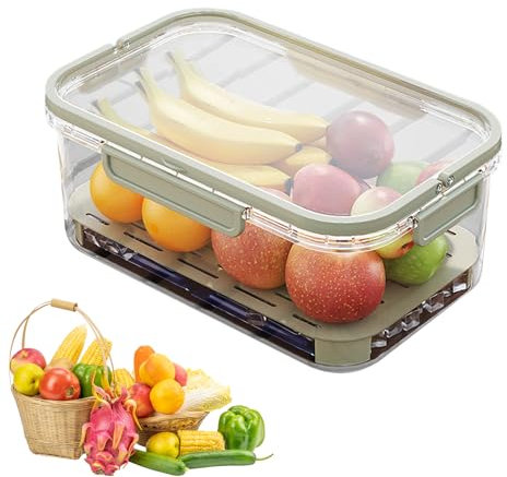 Recitem Boîte de conservation portable pour le camping, l'extérieur, durable, portable, avec drain, petite boîte de rangement pour réfrigérateur, micro-ondes, lave-vaisselle (vert)