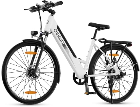 Qekud 26 Elektrofahrrad,26Zoll Elektrofahrrad Trekkingrad e-City Fahrrad mit 36V 12,5Ah Li-Ion Akku, Reichweite bis zu 100KM im Hybridmodus, 250W Motor, EU-konform, mit App