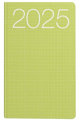 Idena 11144 - Calendario tascabile 2025, Ladytimer in formato 8,7 x 15,3 cm, 1 settimana su 2 pagine, agenda con copertina flexicover in verde e perforazione angolare