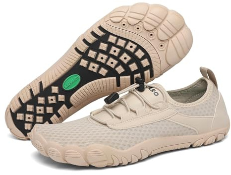 SAGUARO Unisex barfota badskor halkfria barfotaskor snabbtorkande vattenskor med dräneringshål storlek 36–48, New Khaki, 36 EU