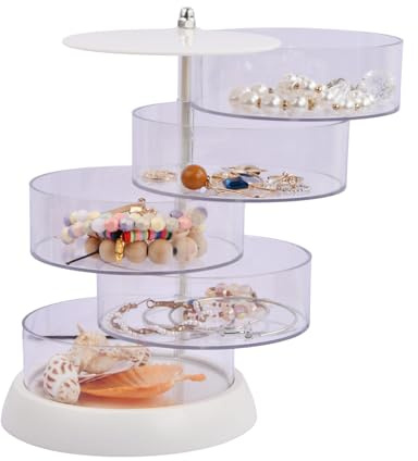 YILANJIN Organizador de Almacenamiento de Joyas, Organizador Joyero de 5 Capas, Cajas de Accesorios de Joyería a Prueba de Polvo con Tapa, Caja de Almacenamiento de Aretes para Collar, Anillos
