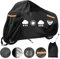 USHOP Funda para Moto Exterior XXL,Funda Moto,Tejido Oxford 210D,protección UV,con Bandas Reflectantes,Orificio para candado y Correas antiviento,para Motos,Scooter(245x105x125 cm)