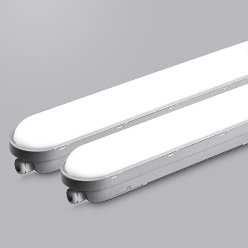 Tonffi 2 Pièces Neon LED 120 CM Reglette LED 36W 4500LM 6000K Blanc Froid Tube Lampe Connectable Luminaire Plafonnier Éclairage pour Garage, Bureau, Atelier, Sous Sol