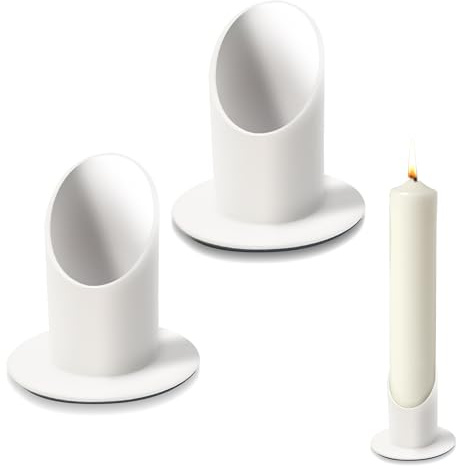 Chumix 2 Pièces Bougeoir Bougie de Communion, 4 cm Chandelier de Communion en Métal Blanc, Bougeoir de Baptême avec Base Ronde, pour Baptême, Communion, Mariage (Blanc)