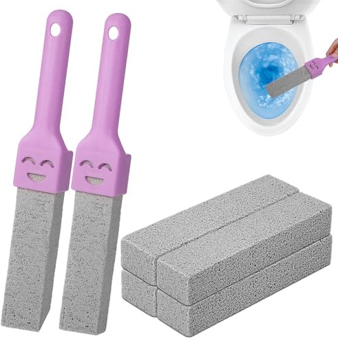 Piedra pomez para Limpieza WC 6 Pcs Piedra Pómez de Limpieza con 2 Mangos, Reemplazable Cleaning Block Bloques de Piedras Pómezs para Aseo, Lavabo, Ducha, Bañeras, Cocina, Cuidado los Pies