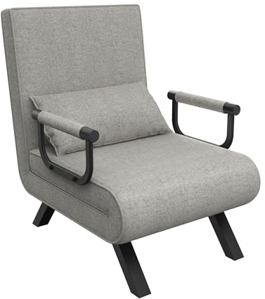 FIVMEN Divano letto 3 in 1 con funzione letto, divano letto con schienale regolabile e cuscino fino a 200 kg, portata 65 x 61 x 78 cm, 1 posto, grigio