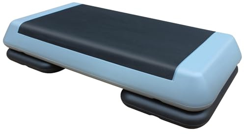 GYMFLEX Aerobic Stepper für Fitness und Training, 76x35cm Steppbrett Höhenverstellbar, Step-Plattform-Trainer rutschfest für Zuhause mit 2 Stufen, Grau-schwarz