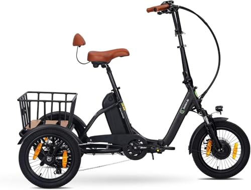 SachsenRAD T6S Air Comfort Triciclo Elettrico per Anziani, 16 Bici Elettrica Pieghevole a 3 Ruote, assistenza alla spinta 6 km/h, luce posteriore con funzione freno integrata, per il tempo