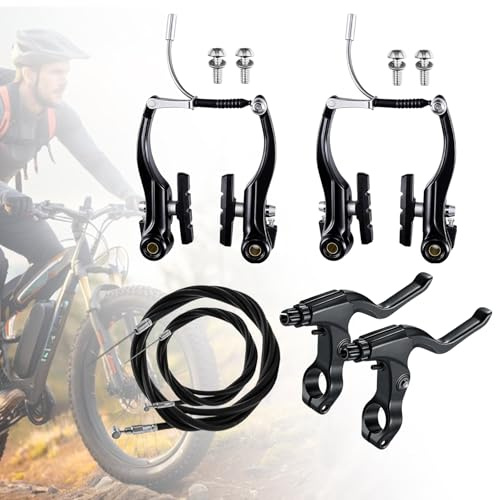 SUNOYA Set completo di freni per bicicletta, V-Brake, set di freni universali per bicicletta, freno anteriore e posteriore, freno a V, set per mountain bike e bici da corsa, colore nero