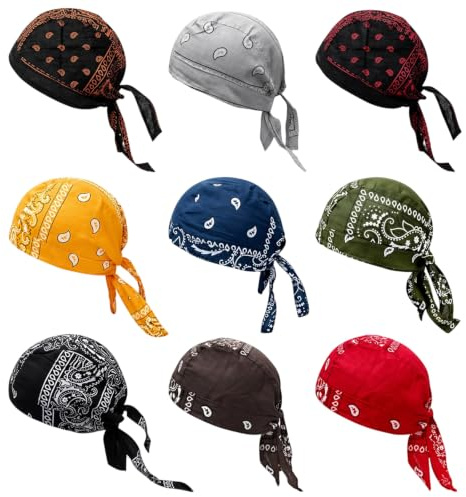 Bandana for Men,9 pcs Multipurpose Cotton Bandana Collection, Versatile Headwear for Outdoor Activities,mens Assorted Patterns with Soft Fabric Construction