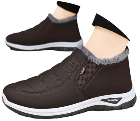 Bottes d'hiver Homme Mode Confortables Chaudes Sneakers Neige Unies antidérapantes Doublure molletonnée Design élégant Utilisation Quotidienne extérieur Froid (Coffee, 42)
