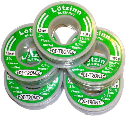 5x bleifreies Elektronik Lötzinn Lötdraht 1mm 100g