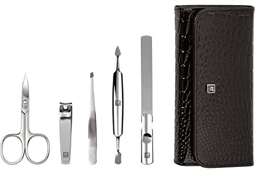 Zwilling 97508-004-0 Classic Inox Etui in Kroko Optik mit Druckknopverschluss, Schwarz