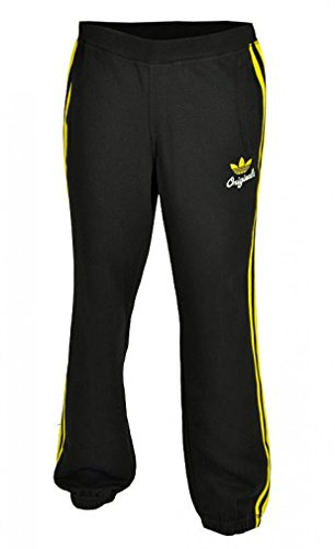 adidas Herren lange Trainingshose Sport Fleece, Black/Vivid Yellow S13, S, F48096