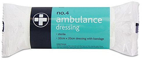 Reliance Medical No 4 Ambulance Dressings - Premium Sterile Wound Care, Flow Wrapped for Safety & Quick Access, 32 cm x 20 cm, Pack of 10