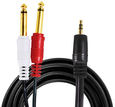 Pyle Pro PCBL43FT6 3.5mm Male Stereo to Dual 1/4 Mono Y Cable Audio Cord 6 foot 12 Gauge Black Heavy Duty