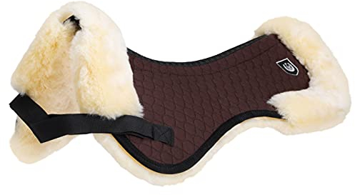 Lammfell Sattelpad Rand Ultra von Christ – Sattelkissen mit Fellrand + Wirbelsäulenfreiheit (kein Fell entlang des Wirbelkanals), Lammfellpad in weiß, schwarz, rot und braun, Größe Pony & Warmblut