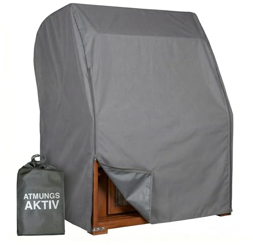 MR. DEKO Aero Protect - Funda protectora para sillón de playa, color gris oscuro, tamaño XL, 145 x 98 x 170 cm (ancho x profundidad x alto), para sillón de playa de 2,5 plazas, transpirable y