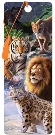 3D LiveLife Bokmärke – Big Cats Expedition från Deluxebase. Ett stort katt-bokmärke med linsformig 3D-konstverk licensierad från den berömda konstnären Jerry LoFaro