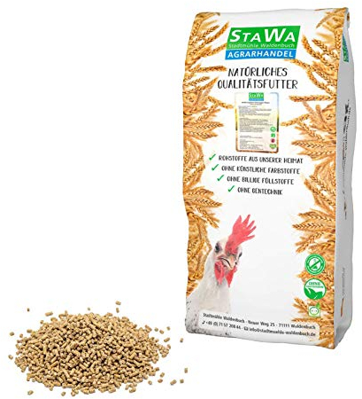 STAWA Hühnerfutter Alleinfutter mit natürlichem Milbenkomplex, 3 mm Pellets, ohne Gentechnik, ohne künstliche Konservierungs- und Farbstoffe, 25 kg