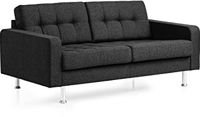 Traumnacht Sofa Laval, 2-Sitzer Couch mit Stoffbezug und Metallfüßen, produziert nach deutschem Qualitätsstandard, anthrazit, 166 x 92 x 65 cm