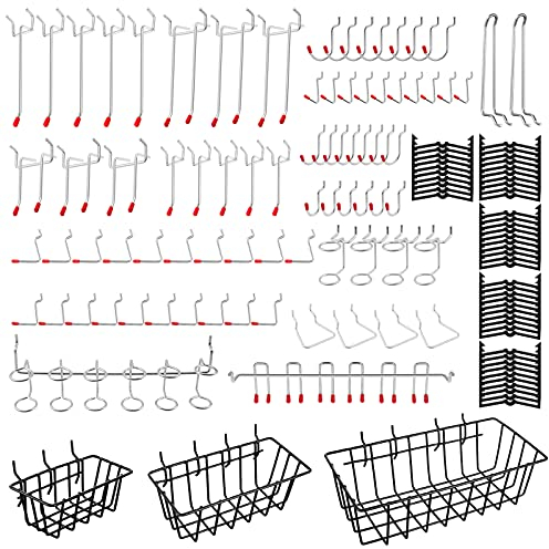 Faankiton 138 Stück Pegboard Hook Sortiment, Stecktafelhaken Sortiment, Stecktafel Zubehör, Werkzeuglochwand Haken, Lochplatten Haken Set, Lochwandhaken Set für 1/8 und 1/4 Zoll Pegboard