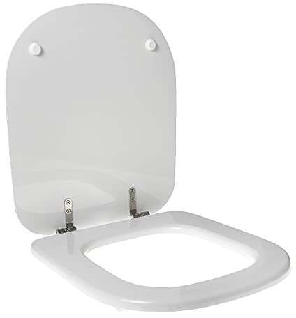 Tapa de inodoro diseñada para globo Genessis de madera de poliéster con cremallera inoxidable - Color: blanco - Cierre: suave (Soft Close)