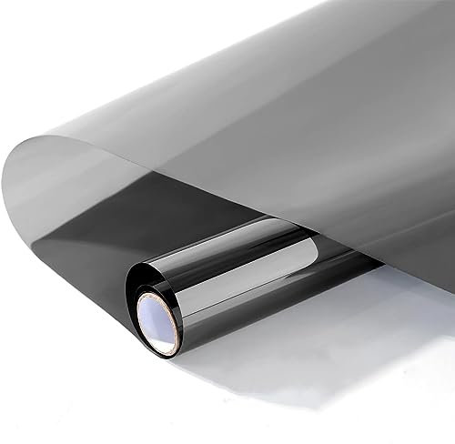 Cinbee Lámina de espejo para ventana, opaca, lámina protectora solar, protección solar, protección contra rayos UV, aislamiento térmico para el hogar, ventana de techo (60 x 400, negro y plateado)