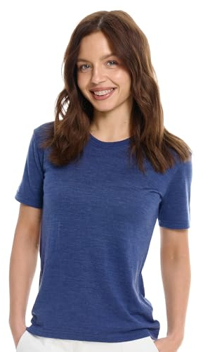 Merino.tech T-Shirt Merinos - sous Vetement Merinos Femme 100% Laine Mérinos pour Femme (Large, Chicago Blues Crewneck)