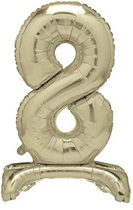 Unique Gold Standing Number 8 Foil Balloon 30, Packaged